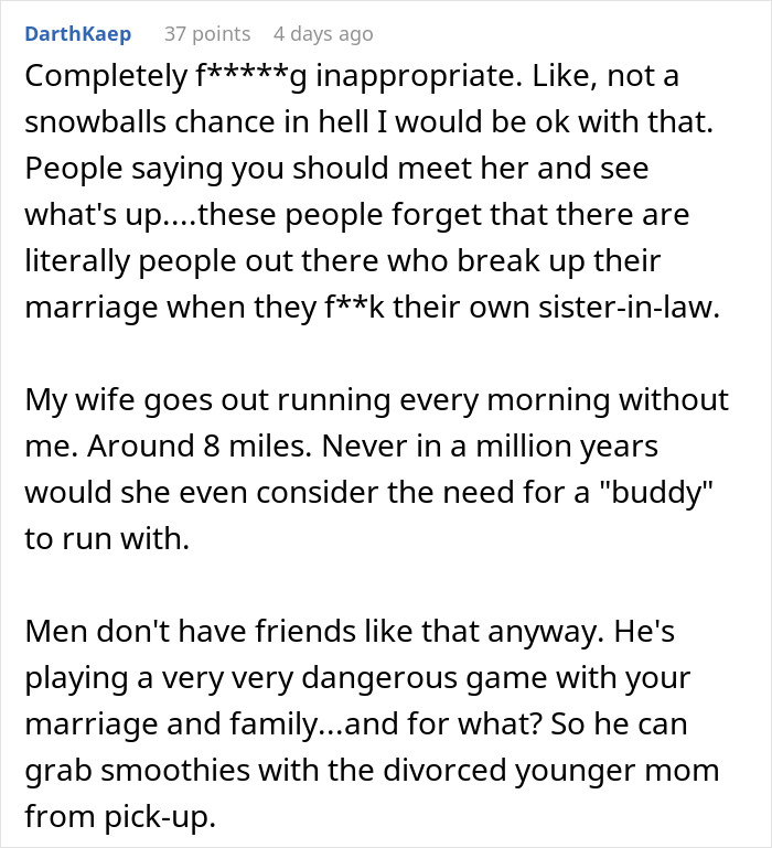 Woman Suspects Husband’s Evening Runs With Divorced Mom Are More Than Just Exercise