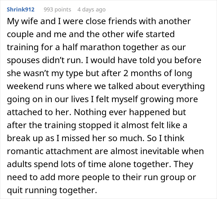 Woman Suspects Husband’s Evening Runs With Divorced Mom Are More Than Just Exercise