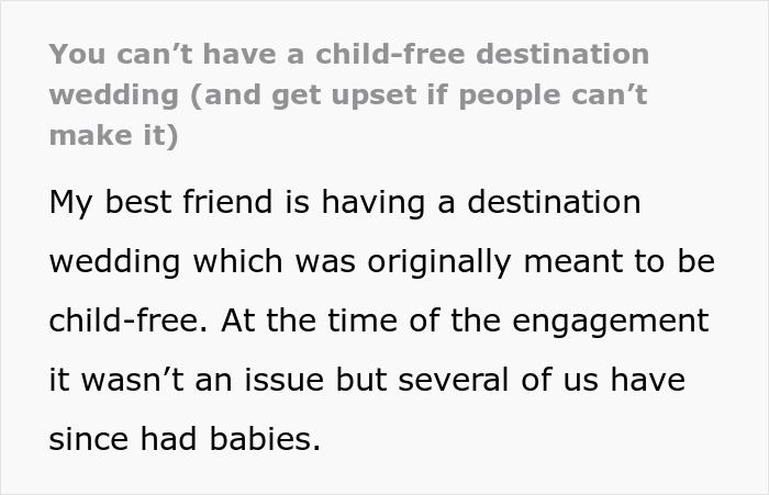 Friendship Gets Tested By Bride’s Rules After BFF Is Expected To Bring A Babysitter For Destination Wedding