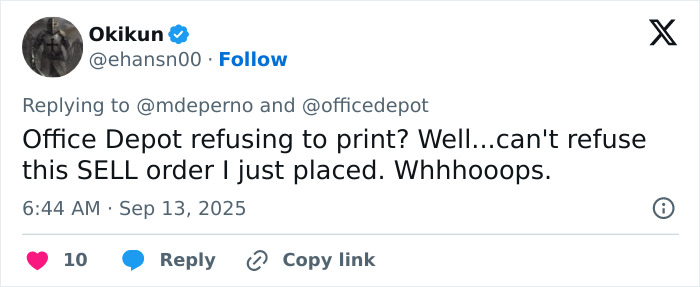 Office Depot Fires &#8216;Insensitive&#8217; Staffer After Refusing To Print Charlie Kirk Vigil Poster