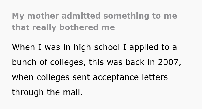Mom Admits She Purposefully Hid College Acceptance Letters From Least Favorite Kid