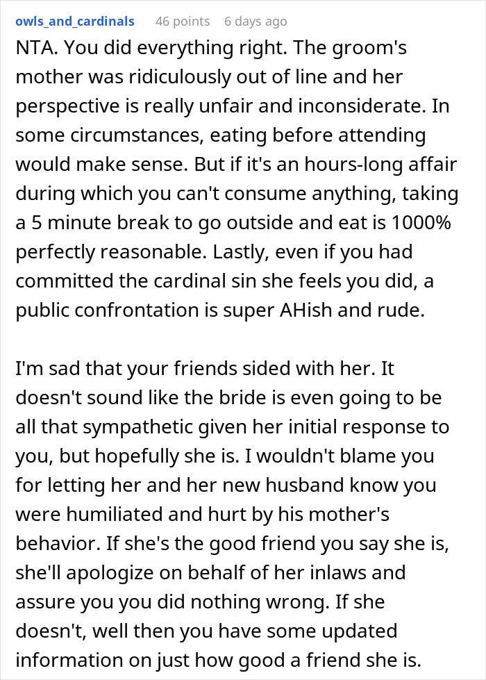 Woman Quietly Leaves A Wedding To Eat The ‘Safe’ Food She Brought, Gets Accused Of “Disrespecting The Caterer”