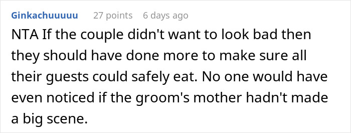 Woman Quietly Leaves A Wedding To Eat The ‘Safe’ Food She Brought, Gets Accused Of “Disrespecting The Caterer”