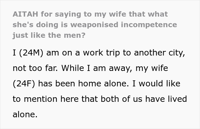 Husband Calls Out Wife For “Weaponized Incompetence,” Regrets It Instantly