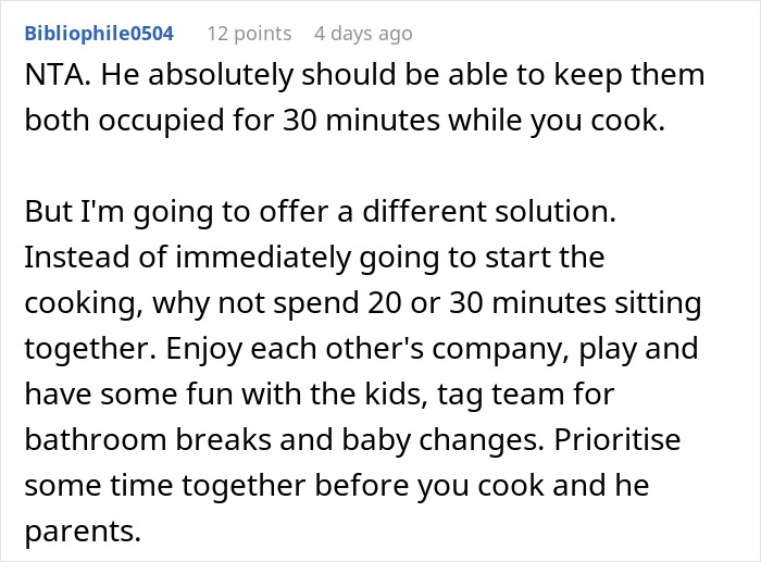 Husband Upset After Wife Refuses To Help Change The Child While Cooking Dinner