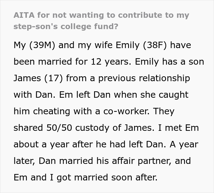 Man Accepts That Stepson Doesn’t Like Him, Refuses To Contribute To His College Fund