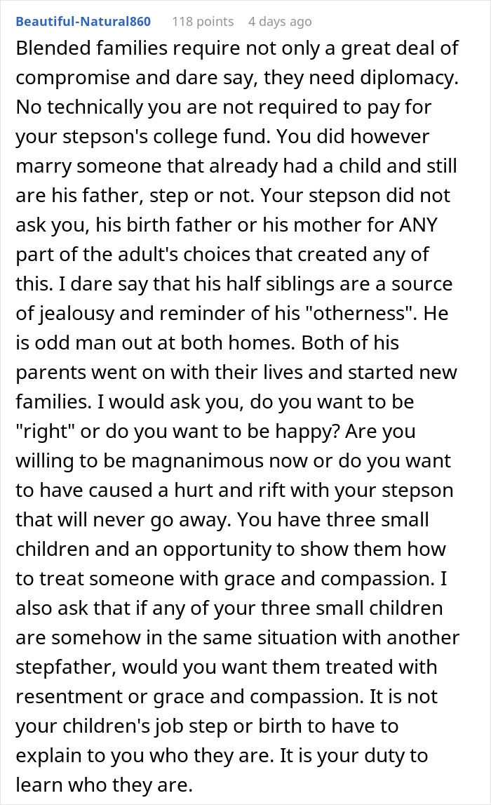 Man Accepts That Stepson Doesn’t Like Him, Refuses To Contribute To His College Fund