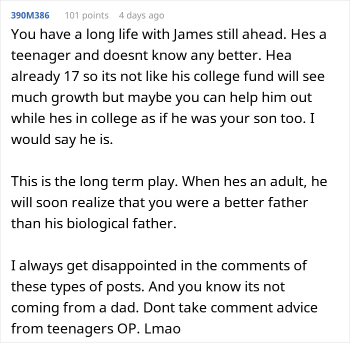 Man Accepts That Stepson Doesn’t Like Him, Refuses To Contribute To His College Fund