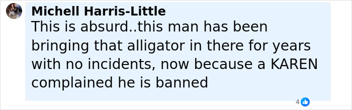 Guy Shops With Emotional Support Alligator For Years Until One Customer Complaint Gets It Banned