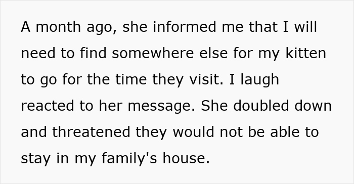 Pregnant Sis Demands Cat Be Removed During Visit, Older Sis Refuses, Parents Secretly Intervene