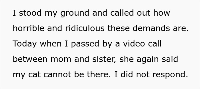 Pregnant Sis Demands Cat Be Removed During Visit, Older Sis Refuses, Parents Secretly Intervene