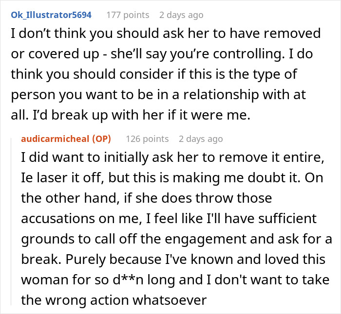 Man Is Honest About How Fiancée’s Tattoo Makes Him Feel, She Expected More Appreciation