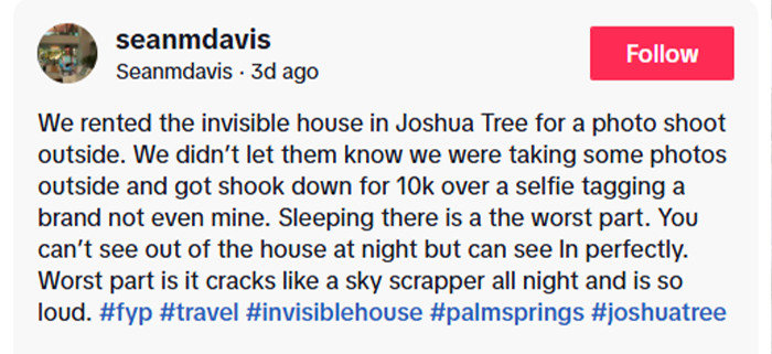 Airbnb Owners Charge Influencer $10,000 For Selfie Inside Famous ‘Invisible House’