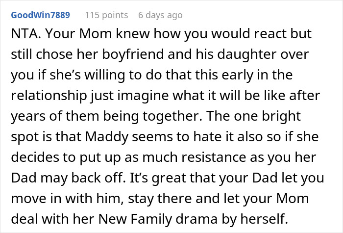 17YO Rejects Mom&#8217;s New Relationship With Nemesis’ Dad, Cuts Contact And Stays Permanently With Dad