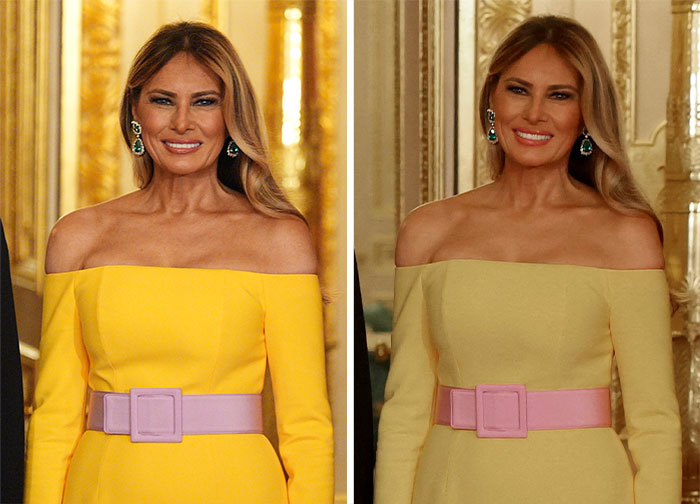 Melania Trump’s Optical Illusion Dress From Windsor Banquet Goes Viral As Fans Debate Its Color