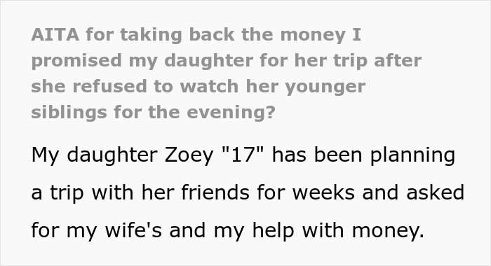 Dad Pulls Funding For 17YO’s Trip After She Picks Friend’s Farewell Party Over Babysitting Siblings