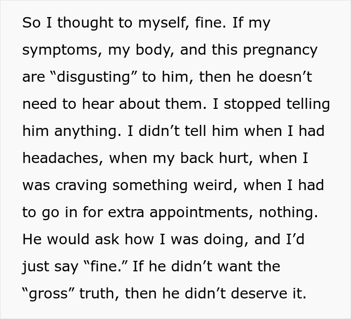 Woman Refuses To Share Any Pregnancy Details With Husband After His Comment, He Misses The Birth