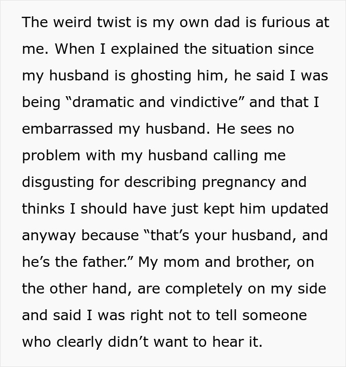 Woman Refuses To Share Any Pregnancy Details With Husband After His Comment, He Misses The Birth
