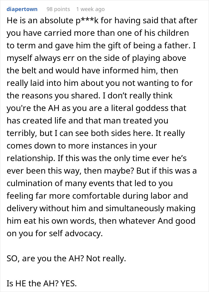 Woman Refuses To Share Any Pregnancy Details With Husband After His Comment, He Misses The Birth