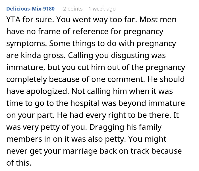 Woman Refuses To Share Any Pregnancy Details With Husband After His Comment, He Misses The Birth