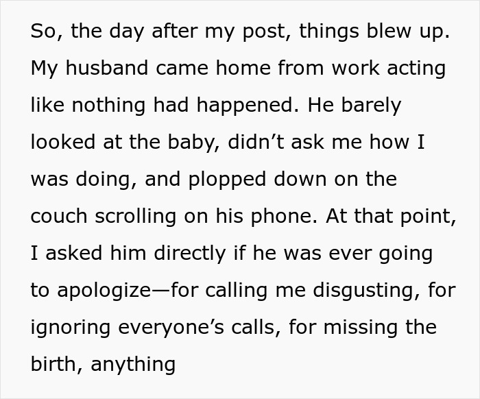Woman Refuses To Share Any Pregnancy Details With Husband After His Comment, He Misses The Birth