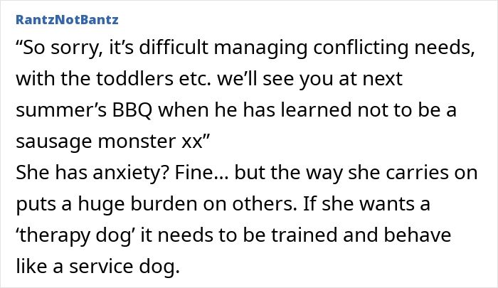 SIL Thinks Her “Therapy Dog” Is Welcome Anywhere, Gets Reality Check After It’s Banned From Fam BBQ