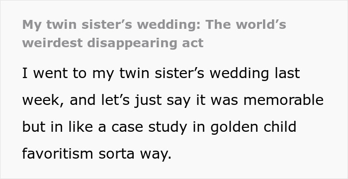 Lady Has Always Been The Family Scapegoat, Ends Up Exposing Parents’ Favoritism At Twin Sis’ Wedding