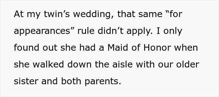 Lady Has Always Been The Family Scapegoat, Ends Up Exposing Parents’ Favoritism At Twin Sis’ Wedding