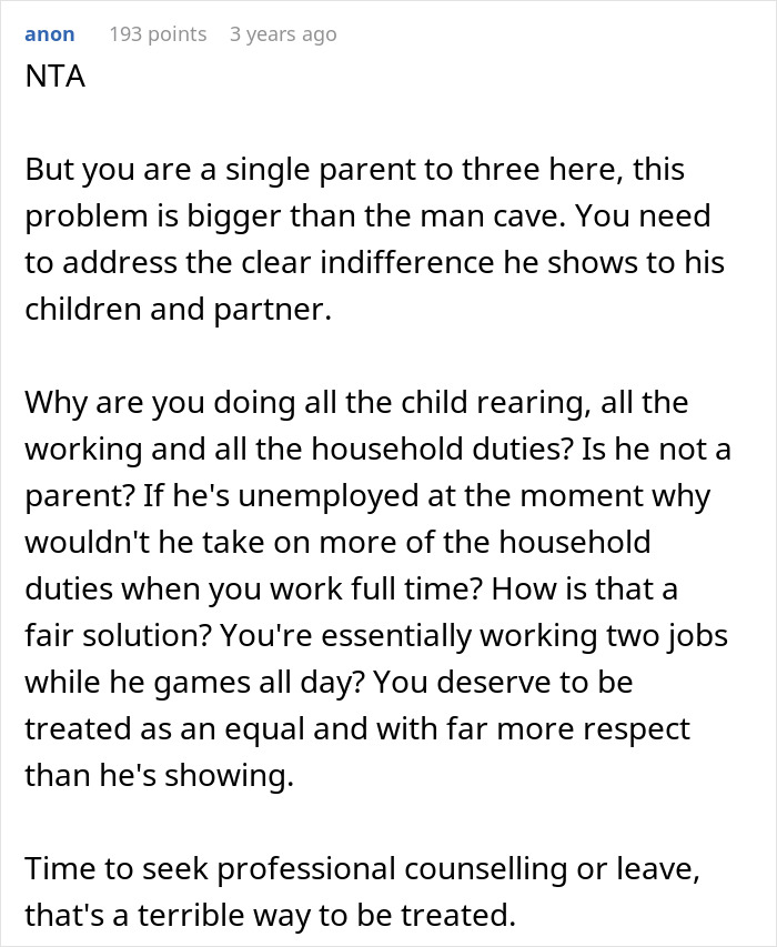 Woman Rents Out Husband’s “Man Cave” After He Refuses To Work Or Help Out