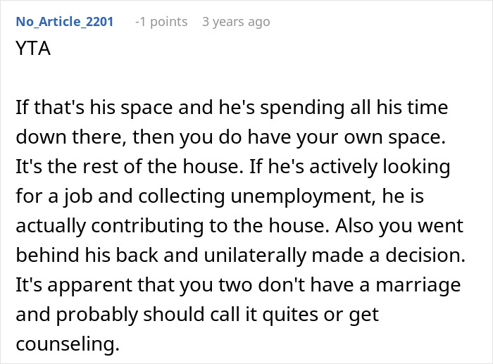 Woman Rents Out Husband’s “Man Cave” After He Refuses To Work Or Help Out