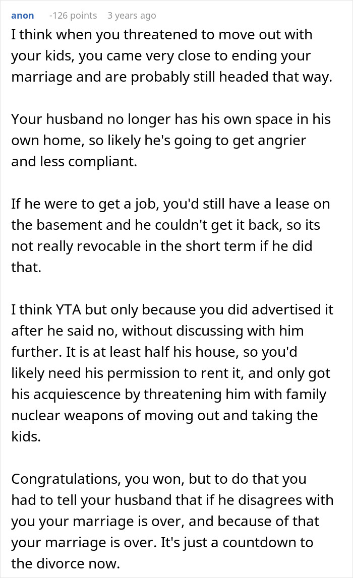 Woman Rents Out Husband’s “Man Cave” After He Refuses To Work Or Help Out