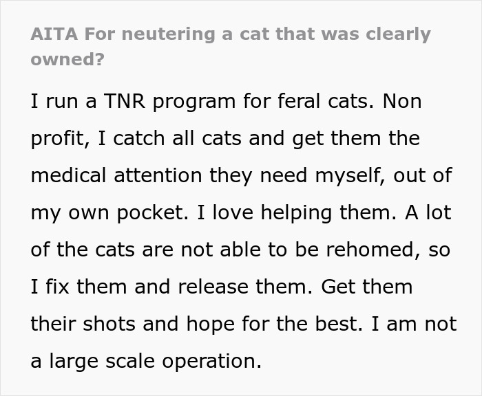 Non-Profit Worker Neuters Clearly Owned Cat Found Roaming, Shocked When Owners Get Livid