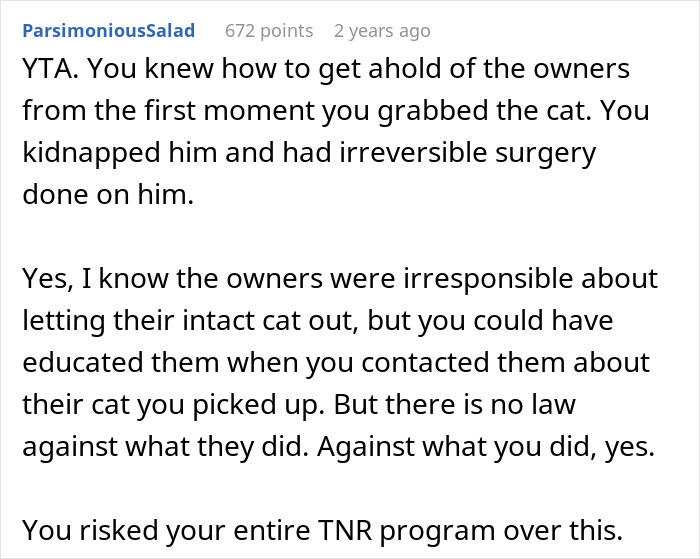 Non-Profit Worker Neuters Clearly Owned Cat Found Roaming, Shocked When Owners Get Livid