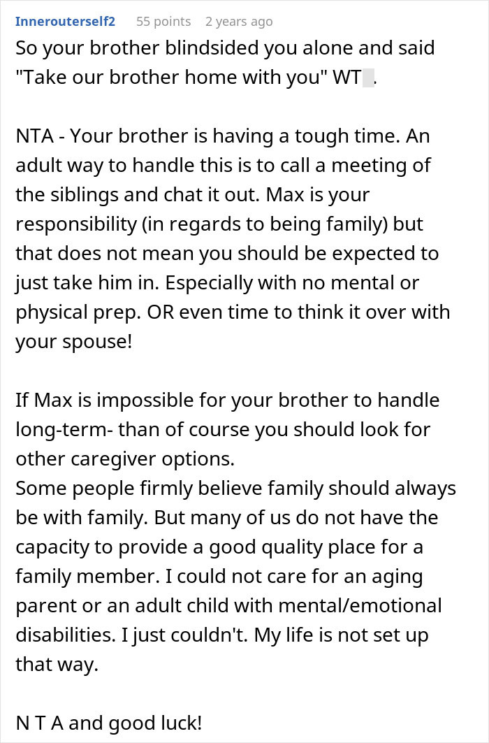 Woman Refuses To House Special-Needs Sibling After Losing Parents, Chooses A Controversial Solution