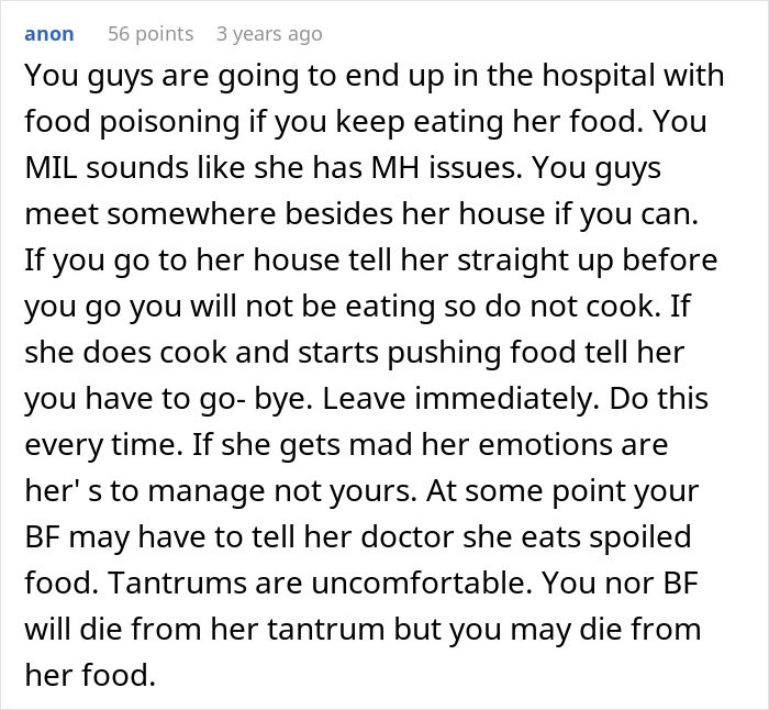 “I Won”: Woman Finds A Way To Be Permanently Uninvited From MIL’s Dinners With Spoiled Food