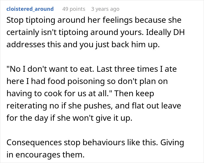 “I Won”: Woman Finds A Way To Be Permanently Uninvited From MIL’s Dinners With Spoiled Food
