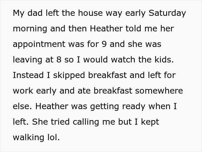 Guy Walks Out Of The House After Dad And His Wife Demand He Skip Work To Babysit 3 Half Siblings