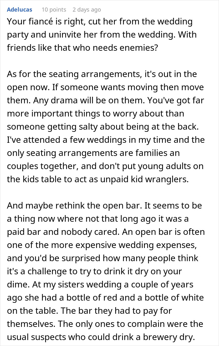 Bride&#8217;s Wedding Descends Into Chaos After Bridesmaid Posts Seating Chart With Insulting Notes Online