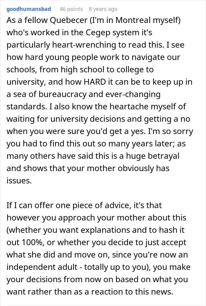 Woman Shocked After Finding Out Her Mom Is The Reason She Never Got To Live Her Dream