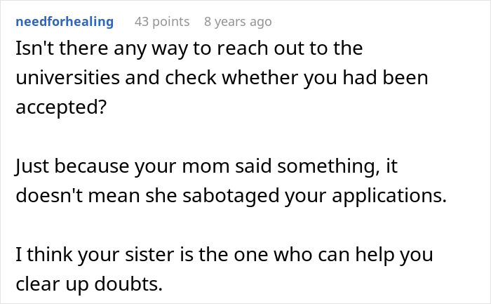 Woman Shocked After Finding Out Her Mom Is The Reason She Never Got To Live Her Dream
