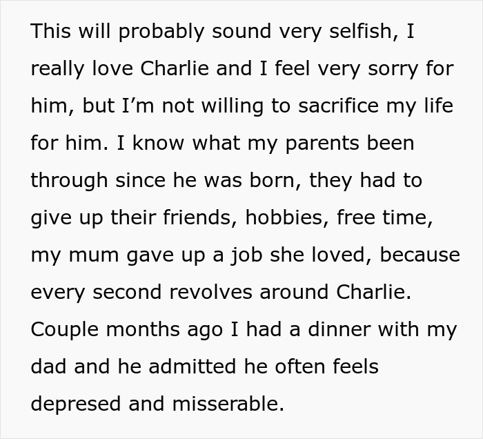 Son Refuses To Take Over Brother’s Care, Gets Disowned By His Parents