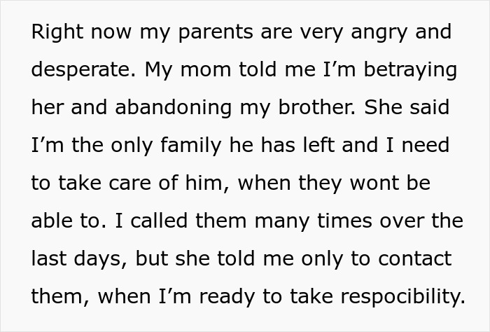 Son Refuses To Take Over Brother’s Care, Gets Disowned By His Parents