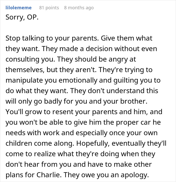 Son Refuses To Take Over Brother’s Care, Gets Disowned By His Parents