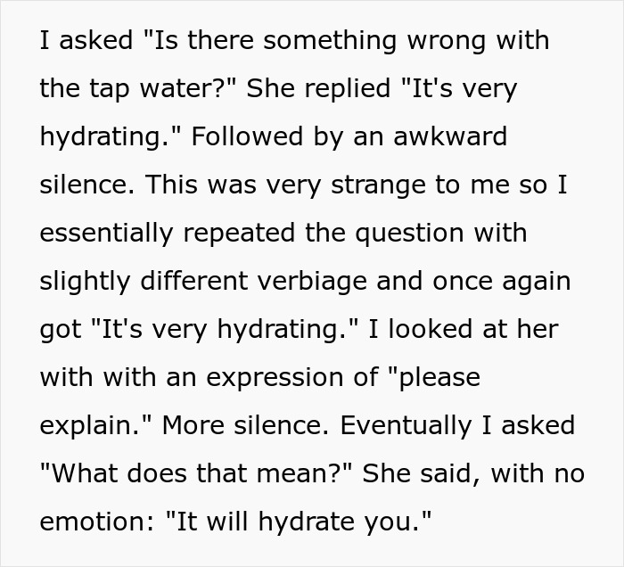 Weird Waitress Annoys Customer By Repeating “It’s Very Hydrating” When He Asks For Tap Water