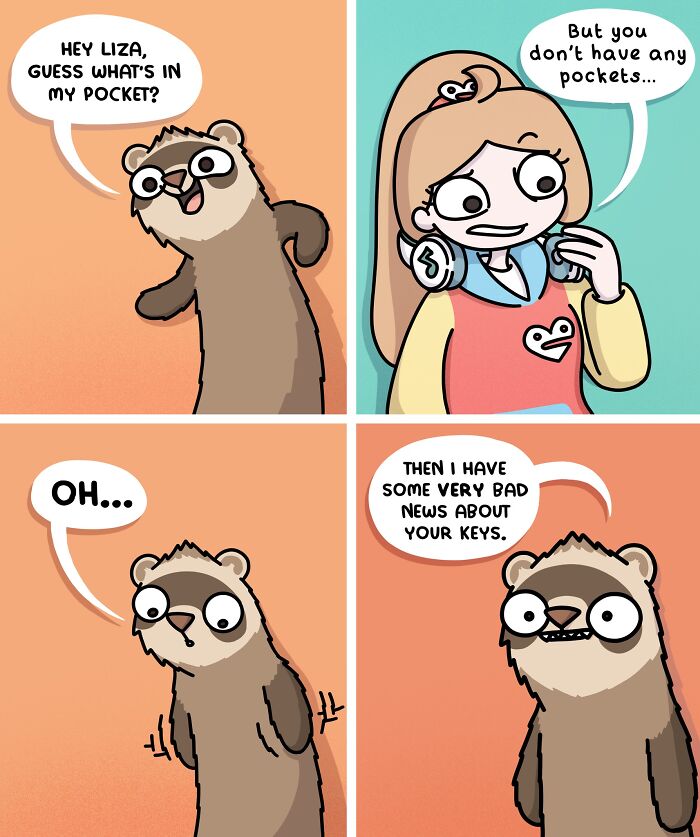 Siberian Girl Illustrates Her Daily Life With Two Ferrets And Other Funny Situations (50 New Pics)