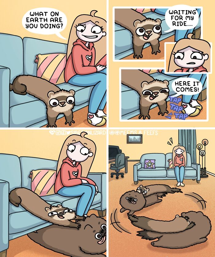 Siberian Girl Illustrates Her Daily Life With Two Ferrets And Other Funny Situations (50 New Pics)