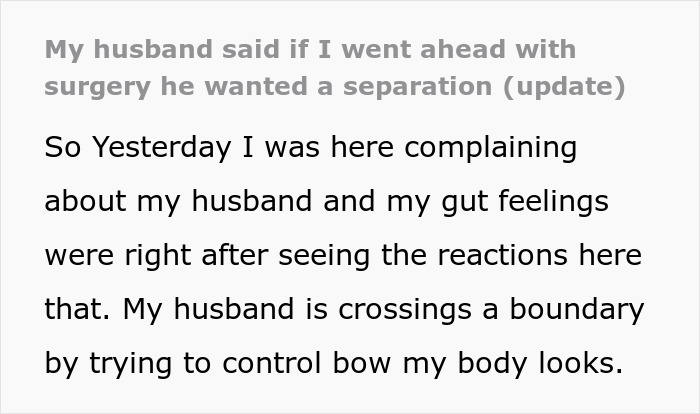 “Consider A Husband Reduction”: Man Gives Wife An Ultimatum Over Plastic Surgery