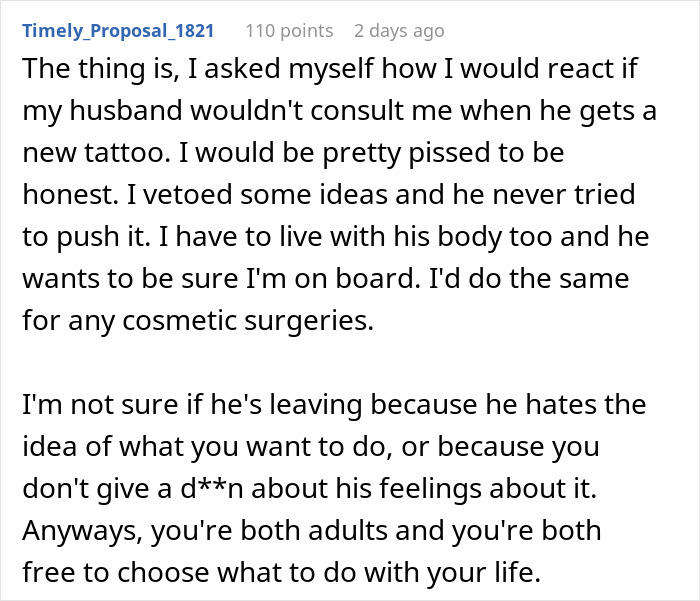 “Consider A Husband Reduction”: Man Gives Wife An Ultimatum Over Plastic Surgery