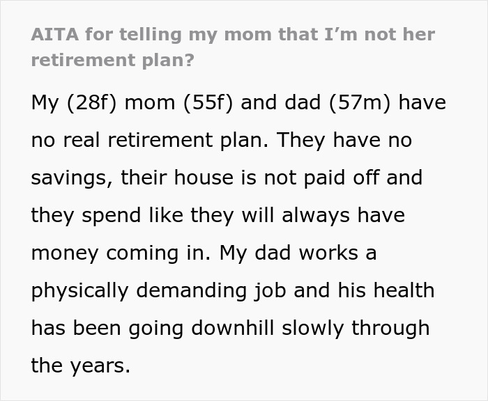 Parents Have No Plans For Retirement, Expect Youngest Daughter To Provide For Them, She Says No