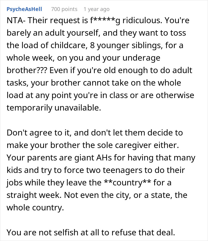 Parents Leave 19YO And 16YO Responsible For 8 Siblings While They Are Abroad, 19YO Says No Way